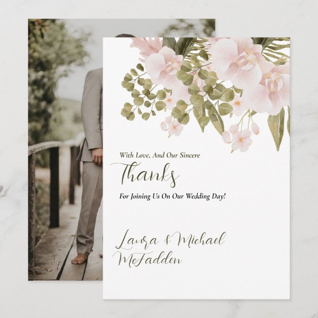 Carte De Remerciements Élégant BOHO Blush Pink Mariage (Devant / Derrière)
