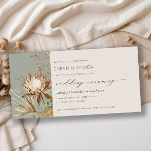 Carte De Remerciements Elégant Boho Protea Sec Palm Floral Mariage Invita
