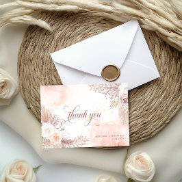 Carte De Remerciements Élégant Boho Style Rose Floral Rose