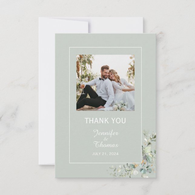 Carte De Remerciements Elégant Botanique Eucalyptus Verdure Succulent  (Devant)