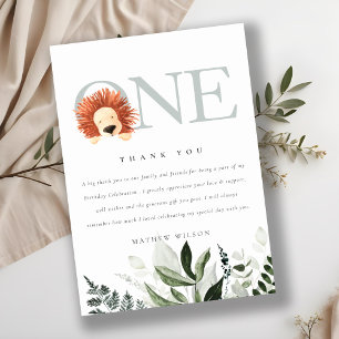 Carte De Remerciements Elégant Bote Boho Lion Foliage Premier anniversair