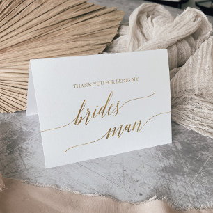 Carte De Remerciements Élégant Bridesman de calligraphie Or