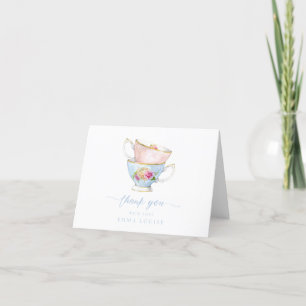 Carte De Remerciements Élégant brunch nuptial thé-fleurs