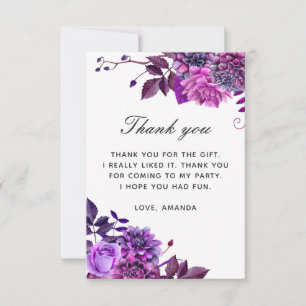 Carte De Remerciements Élégant carton d'anniversaire floral à l'aquarelle
