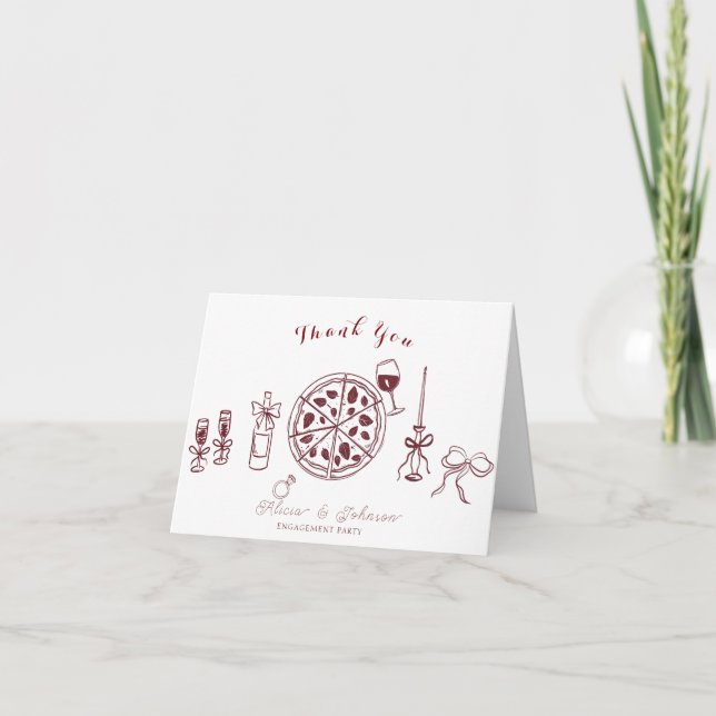 Carte De Remerciements Élégant c'est l'amour fête de fiançailles (Devant)