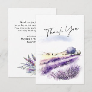 Carte De Remerciements Élégant champ de fleurs de lavande aquarelle pour