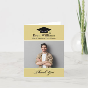 Carte De Remerciements Elégant Champagne Photo de Graduation Personnalisé