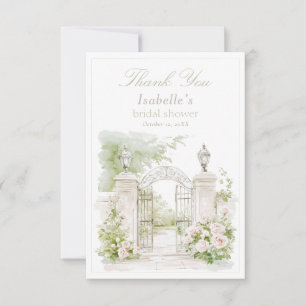 Carte De Remerciements Elégant Château Français Pastel Jardin Marial