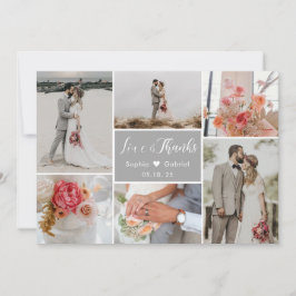 Carte De Remerciements Elegant Chic 6 Photo Collage Mariage gris