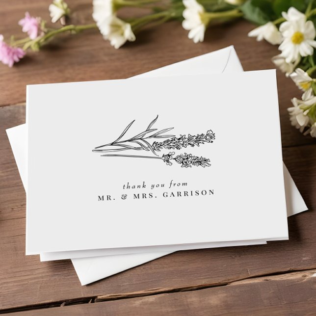 Carte De Remerciements Elegant Chic Boho Fleur sauvage Mariage (Créateur téléchargé)