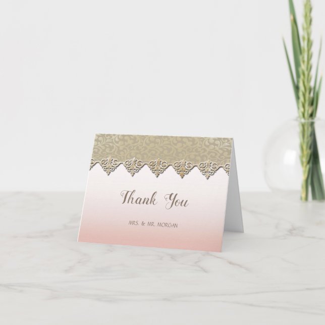 Carte De Remerciements Elegant Chic Damask (Devant)