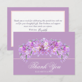Carte De Remerciements Elegant Chic Purple Crocus Bridal Shower Thank You