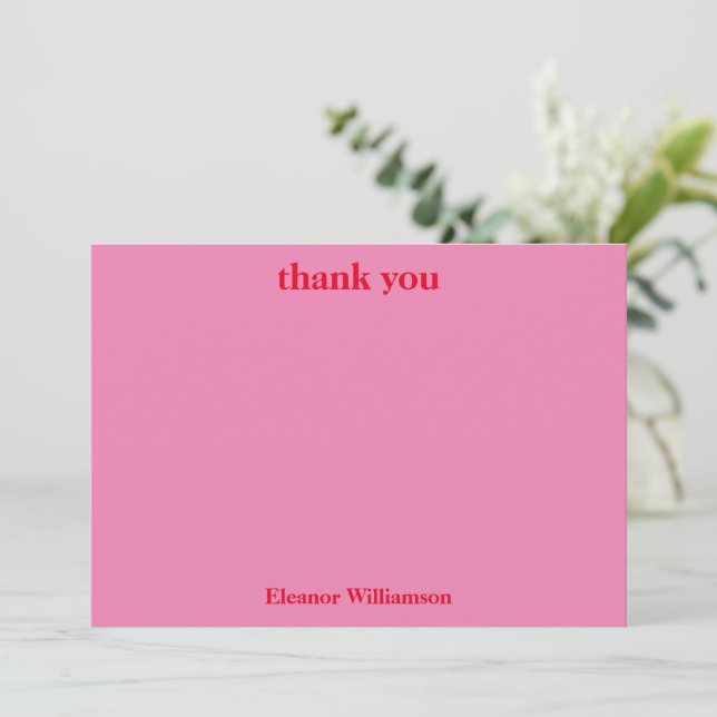 Carte De Remerciements Élégant Chic Rose Rouge Mariage Sur Mesure (Debout devant)