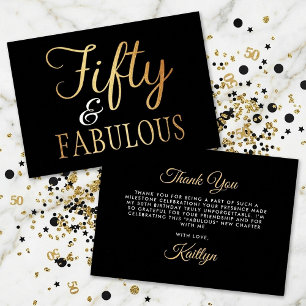 Carte De Remerciements Elegant Cinquante et Fabuleux ! Soirée du 50e anni