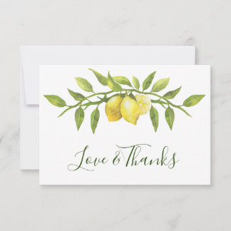 Carte De Remerciements Elégant citrons aquarelle verdure