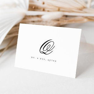 Carte De Remerciements Elegant Classic Nom Mariage initial