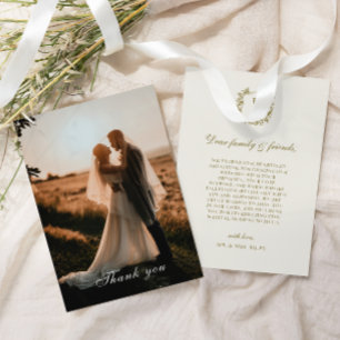 Carte De Remerciements Élégant classique Gold Crest Monogram Mariage phot