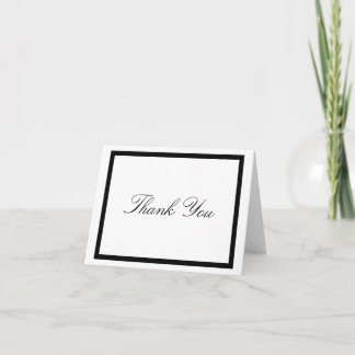 Carte De Remerciements Élégant Classique Simple Bordure Noir Blanc Occasi
