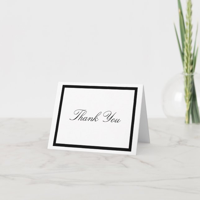 Carte De Remerciements Élégant Classique Simple Bordure Noir Blanc Occasi (Devant)