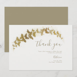 Carte De Remerciements Élégant Classy Classy Gold Butterflies Boho Bridal