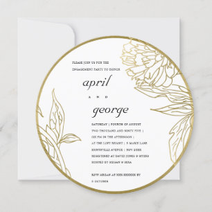 CARTE DE REMERCIEMENTS ELEGANT CLASSY GOLD FOIL FLORAL FIANÇAILLES INVITA