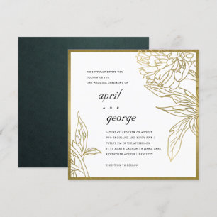 CARTE DE REMERCIEMENTS ÉLÉGANT CLASSY GOLD FOIL FLORAL MARIAGE INVITER