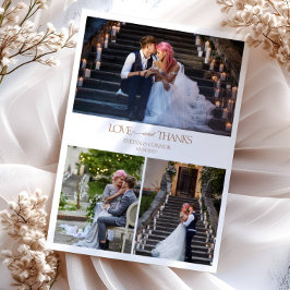 Carte De Remerciements Elégant Collage de photos Typographie message Mari