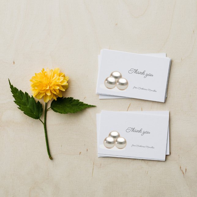 Carte De Remerciements Elégant collier Pearl Mariage Élégant (Créateur téléchargé)