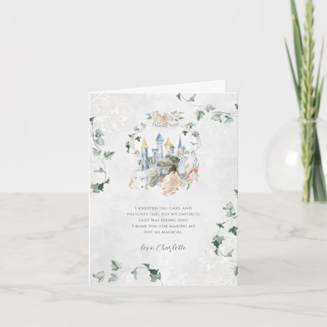 Carte De Remerciements Élégant conte de fées | Princesse Anniversaire (Devant)