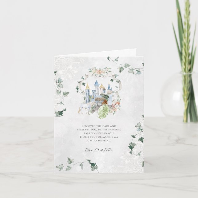 Carte De Remerciements Élégant conte de fées | Princesse Anniversaire (Devant)