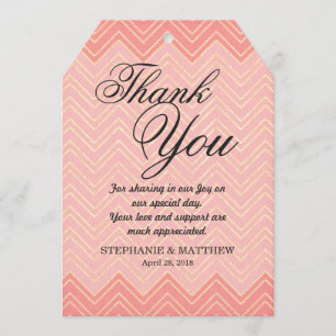 Carte De Remerciements Elégant Coral & Faux Gold Zigzag Chevron