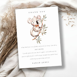 Carte De Remerciements Elégant Cute Cudely Koala Foliage Baby shower