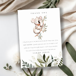 Carte De Remerciements Elégant Cute Cudely Koala Foliage Baby shower