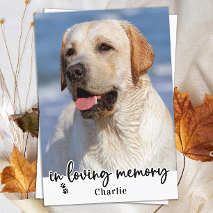 Carte De Remerciements Élégant dans l'amour Mémoire Chien Animal Photo Mé