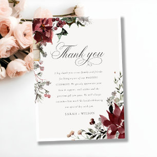 Carte De Remerciements Élégant Dusky Chaud Winter Festiage Mariage Foliag