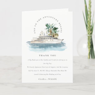 Carte De Remerciements Elégant Dusky Cruise Ship Palm Mariage marin