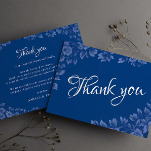 Carte De Remerciements Elégant Dusty bleu Vintage Floral Mariage