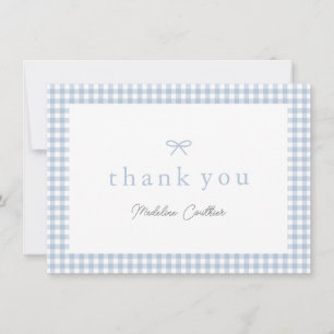 Carte De Remerciements Elégant Dusty Blue En vichy Baby shower Garçons
