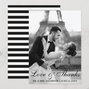 Carte De Remerciements Élégant et moderne Mariage Photo Love and Thanks S