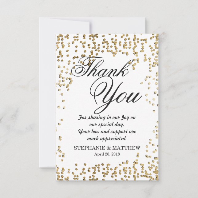 Carte De Remerciements Elégant et simple Faux Gold Confetti (Devant)