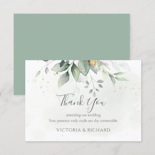 Carte De Remerciements Elégant Eucalyptus Feuille Mariage or vert
