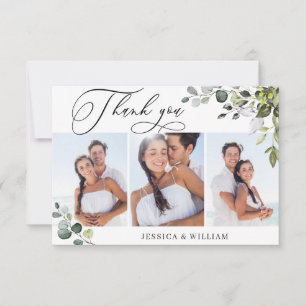 Carte De Remerciements Elégant Eucalyptus Green 3 Mariage PHOTO