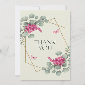 Carte De Remerciements Elégant Eucalyptus & Lilac Mariage personnalisé