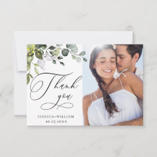 Carte De Remerciements Elégant Eucalyptus Mariage PHOTO