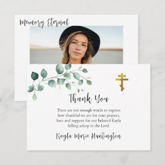 Carte De Remerciements Elegant Eucalyptus Orthodox Christian Funeral