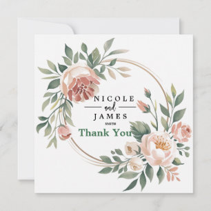 Carte De Remerciements Elégant Eucalyptus Pêcher Floral