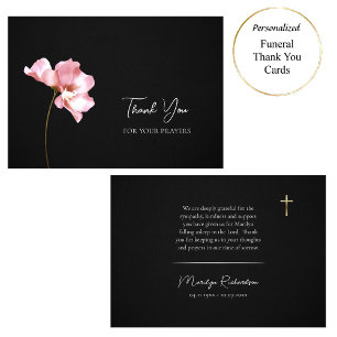 Carte De Remerciements Élégant Fleur rose Ethérée Funérailles Orthodoxes