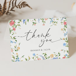 Carte De Remerciements Élégant Fleur sauvage Floral Mariage