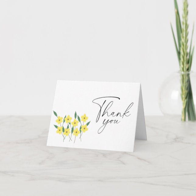 Carte de remerciements élégant Fleur sauvage jaune (Devant)