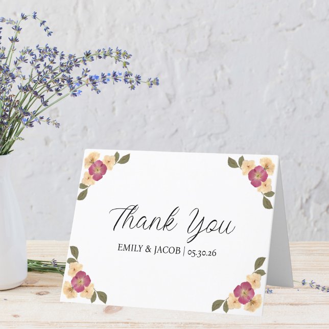 Carte De Remerciements Elégant Fleurs sauvages habillés Boho Garden Maria (Créateur téléchargé)